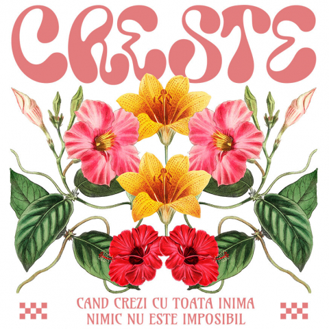 Flori - Sticker Adeziv Autocolant Personalizat Flori Colorate cu Mesaj de Speranță | Nimic Nu Este Imposibil - Cadou Personalizat