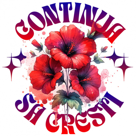 Sticker Adeziv Autocolant Personalizat Flori Mac Roșu cu Mesaj Motivational „Continuă Să Crești” | Cadou Personalizat Inspirational