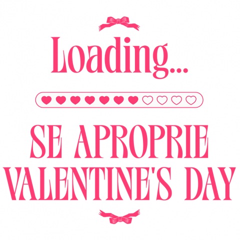 DRAGOSTE - Sticker Adeziv Autocolant Personalizat „Funda Roz cu Mesaj „Loading… Se Apropie Valentine's Day” - Cadou Personalizat Dragoste, Valentine's Day”