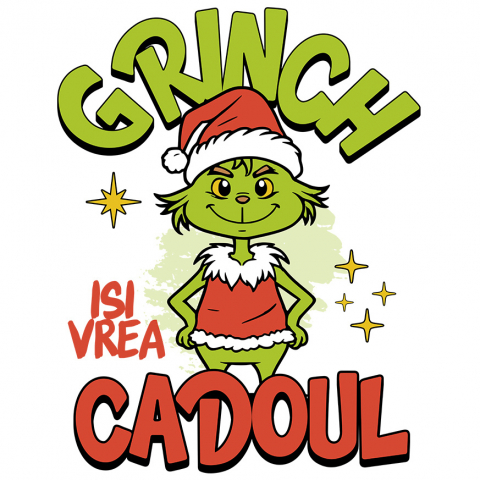CRACIUN - Sticker Adeziv Autocolant Personalizat Grinch În Costum Moș Crăciun - Cadouri Haioase pentru Crăciun