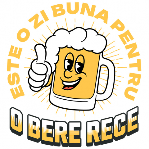 Sticker Adeziv Autocolant Personalizat „Halba de Bere Veselă Personalizată - Cadou Perfect pentru Iubitorii de Bere”
