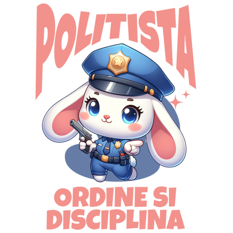 Sticker Adeziv Autocolant Personalizat Iepure Polițist – Design Amuzant pentru Produse Personalizate și Cadouri