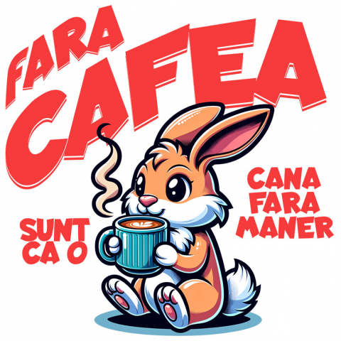 bauturi - Sticker Adeziv Autocolant Personalizat „Cană de Cafea Personalizată cu Iepure – Cadou Amuzant pentru Familie, Tati și Prieteni”