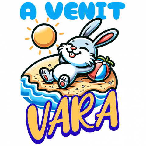 COPII - Sticker Adeziv Autocolant Personalizat Iepure cu Dinți Lungii pe Plajă – Cadou Personalizat pentru Copii și Familie