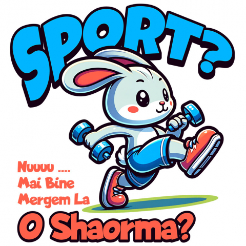 SPORT - Sticker Adeziv Autocolant Personalizat Iepure Sportiv Gri Cu Gantere – Design Haios pentru Cadouri Personalizate