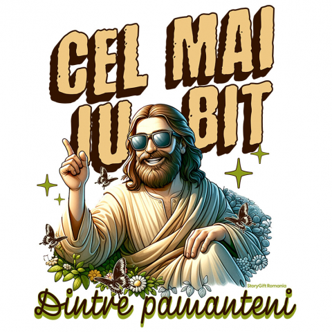 PASTE - Sticker Adeziv Autocolant Personalizat "Iisus Hristos cu Ochelari de Soare - Cel Mai Iubit Dintre Pământeni | Cadou Religios Personalizat"