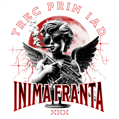 DRAGOSTE - Sticker Adeziv Autocolant Personalizat „Înger cu Trabuc și Arma - Cadou Personalizat „Trec prin Iad, Inima Franta” pentru Familie, Copii și Prieteni de Valentine’s Day”