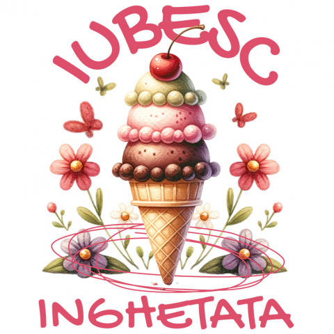 MANCARE - Sticker Adeziv Autocolant Personalizat Înghețată colorată cu trei sortimente și cireșe | Cadou personalizat pentru familie și prieteni