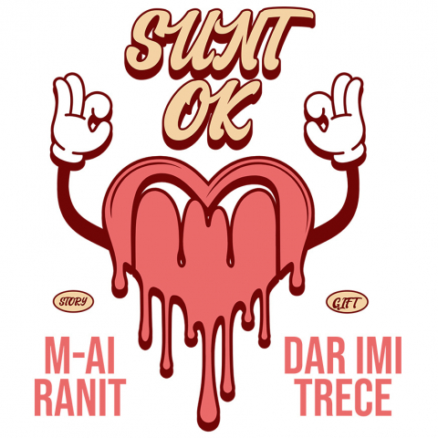 DRAGOSTE - Sticker Adeziv Autocolant Personalizat Inimă Curgătoare și Semn Ok - Cadou de Dragoste și Vindecare Emoțională