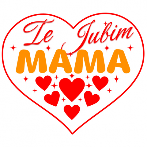 Mama - Sticker Adeziv Autocolant Personalizat Inima Roșie „Te Iubim Mama” - Cadou Personalizat Pentru Ziua Mamei