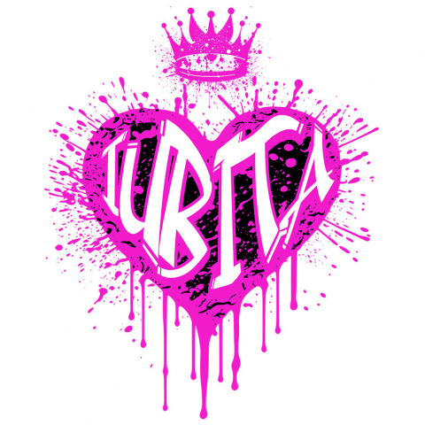 DRAGOSTE - Sticker Adeziv Autocolant Personalizat Cadou personalizat pentru iubita - Inima Stil Graffiti cu Coroana, Valentine's Day