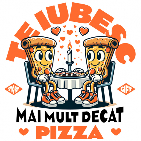 DRAGOSTE - Sticker Adeziv Autocolant Personalizat „Întâlnire Romantică Felii De Pizza - Cadou Personalizat „Te Iubesc Mai Mult Decât Pizza” pentru Familie, Copii și Prieteni de Valentine’s Day”