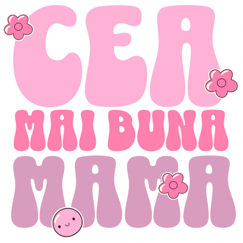 Mama - Sticker Adeziv Autocolant Personalizat Mesaj Iubire „Cea Mai Bună Mama” - Cadou Cu Flori Roz Personalizat