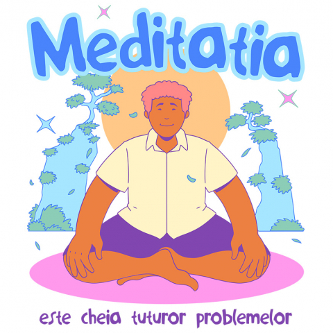 SPORT - Sticker Adeziv Autocolant Personalizat Bărbat în Poziție de Yoga – Meditație, Relaxare și Echilibru