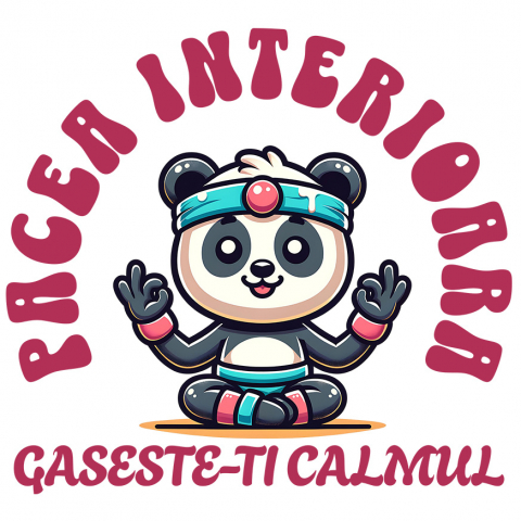 SPORT - Sticker Adeziv Autocolant Personalizat Urs Panda în Poziție de Yoga – Relaxare, Sport și Mindfulness