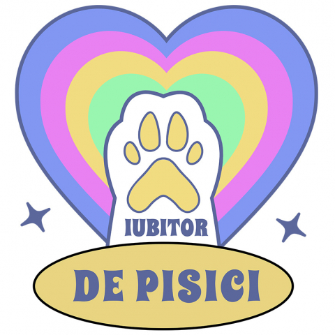 PISICI - Sticker Adeziv Autocolant Personalizat Lăbuță Pisică Albă În Inimă Multicolor „Iubitor De Pisici” – Cadou Personalizat Pentru Iubitorii De Pisici