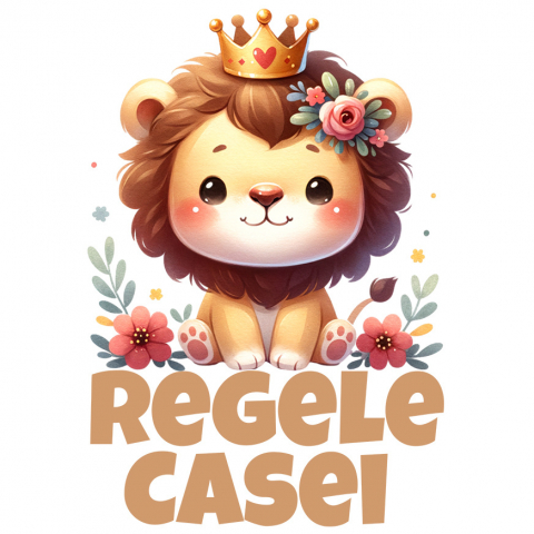 COPII - Sticker Adeziv Autocolant Personalizat Leu cu Coamă Veselă și Coroană Regală – Cadou Personalizat pentru Tătici și Familie