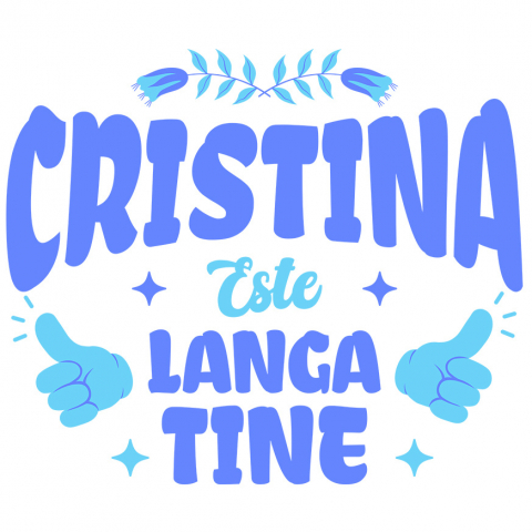 Cadouri Pentru Ea - Sticker Adeziv Autocolant Personalizat Cadou Personalizat Iubire Cristina | Semn OK cu Flori Colorate