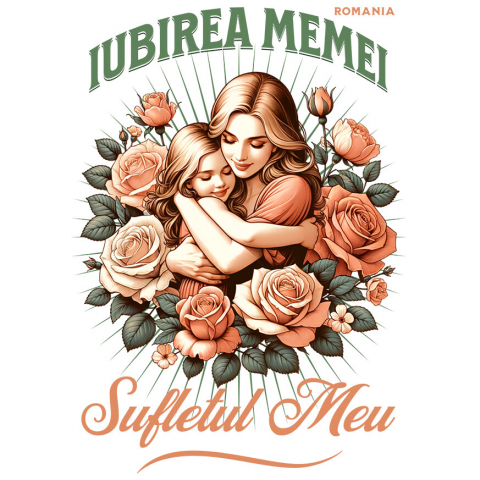 Mama - Sticker Adeziv Autocolant Personalizat "Mama și Fata – Cadouri Personalizate cu Trandafiri Roz și Mesajul Iubirii Mamei"