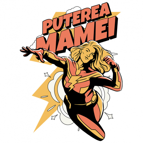 Mama - Sticker Adeziv Autocolant Personalizat "Puterea Mamei – Super Erou Familie – Cadouri Personalizate pentru Femei Puternice"