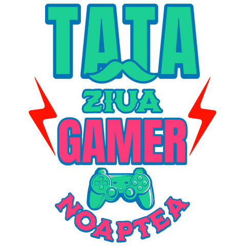 Tata - Sticker Adeziv Autocolant Personalizat Manetă De Jocuri Personalizată – Cadou Pentru Tata Gamer „Noaptea Gamer, Ziua Iubitorii De Lume Virtuală”