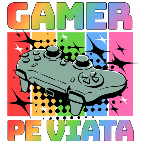 Sticker Adeziv Autocolant Personalizat Maneta Jocuri Video „Gamer Pe Viață” - Cadou Personalizat Multicolor pentru Iubitorii de Jocuri Video