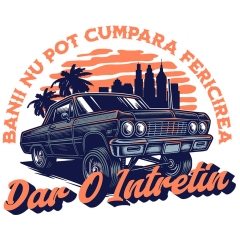 Sticker Adeziv Autocolant Personalizat Mașină Vintage în Oraș – Curse Ilegale și Viteză Maximă