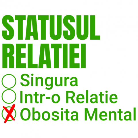 DRAGOSTE - Sticker Adeziv Autocolant Personalizat „Mesaj Haios „Singura într-o Relație Obosită Mental” - Cadou Amuzant și Personalizat pentru Valentine's Day”