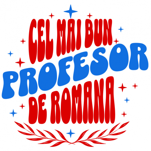 Sticker Personalizat - Sticker Adeziv Autocolant Personalizat Profesor de Română – Iluzie Optică cu Stele Colorate – Educație și Pasiune