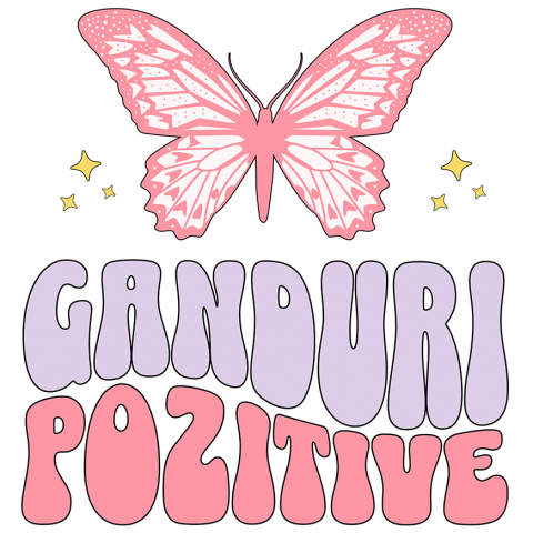Cadouri Pentru Ea - Sticker Adeziv Autocolant Personalizat Gânduri Pozitive – Fluture Roz, Cadou Personalizat Motivațional