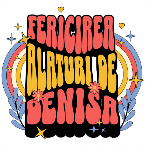 Sticker Adeziv Autocolant Personalizat „Fericire alături de Denisa” - Mesaj Romantic Personalizat cu Flori Colorate | Cadou pentru Iubită