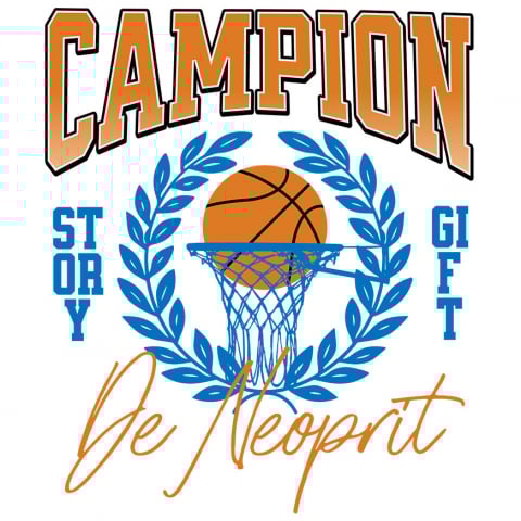 SPORT - Sticker Adeziv Autocolant Personalizat Minge de Baschet Personalizată – Campion de Neoprit | Cadou Motivațional