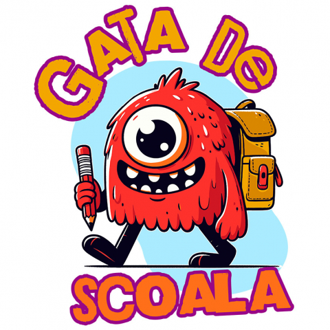 COPII - Sticker Adeziv Autocolant Personalizat Monstru Vesel cu Blană Roșie – Cadou Personalizat Educațional pentru Copii