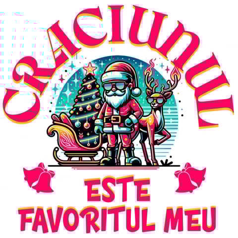 CRACIUN - Sticker Adeziv Autocolant Personalizat Tricou Personalizat Moș Crăciun Cool – Cadou Amuzant de Crăciun pentru Familie