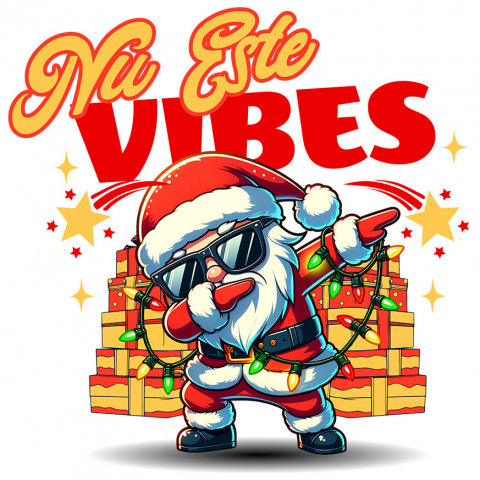 CRACIUN - Sticker Adeziv Autocolant Personalizat Moș Crăciun Cool cu Ochelari de Soare - Cadouri Colorate și Vibe-uri Pozitive