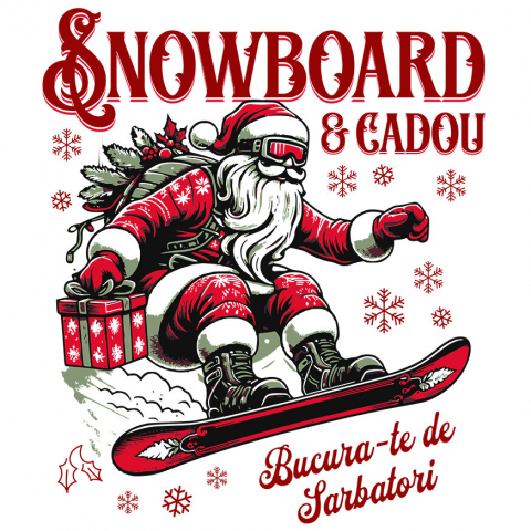 CRACIUN - Sticker Adeziv Autocolant Personalizat Moș Crăciun pe Snowboard cu Cadou – Cadouri Personalizate pentru Sărbători De Neuitat