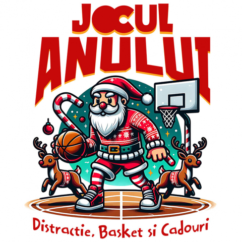 CRACIUN - Sticker Adeziv Autocolant Personalizat Moș Crăciun pe Terenul de Baschet – Cadouri Personalizate pentru Familie și Prieteni
