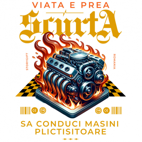 Sticker Adeziv Autocolant Personalizat Motor Incendiar – Viteză Extremă și Adrenalină în Curse Ilegale
