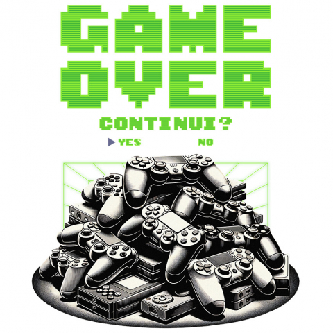 Sticker Adeziv Autocolant Personalizat Game Over, Continui în Lumea Digitală - Cadou Personalizat Gamer
