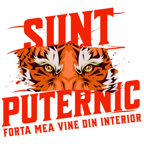 ANIMALE - Sticker Adeziv Autocolant Personalizat „Portret Tigru Furios cu Mesaj Motivațional – Cadou Personalizat Putere și Forță Interioară”