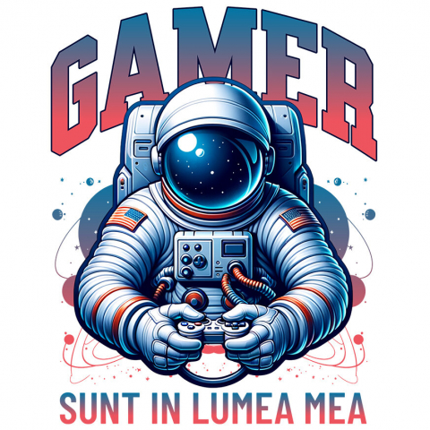 Sticker Adeziv Autocolant Personalizat Om în Costum Astronaut „Sunt În Lumea Mea” - Cadou Personalizat Gamer