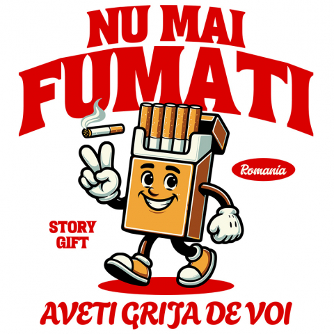 Sticker Adeziv Autocolant Personalizat Pachet de Țigări Personalizat cu Semnul Păcii și Mesaj Motivațional „Nu Mai Fumați, Aveți Grijă de Voi”