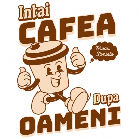 bauturi - Sticker Adeziv Autocolant Personalizat „Pahar De Cafea Vesel „Intai Cafea Dupa Oameni” – Cadou Amuzant pentru Iubitorii de Cafea”