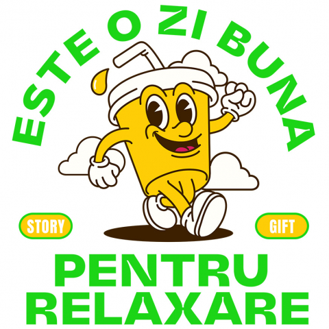 Cadouri Pentru Cupluri - Sticker Adeziv Autocolant Personalizat „Pahar de Suc Vesel cu Pai - Cadou Relaxare pentru Familie și Copii”