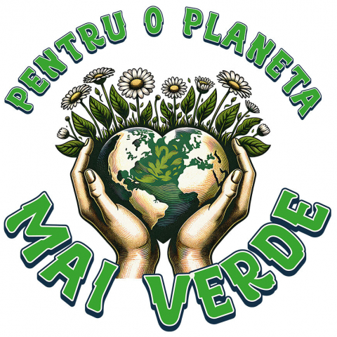 PLANETA - Sticker Adeziv Autocolant Personalizat "Produse personalizate ecologice – Pământ în formă de inimă și flori de margarete pentru o planetă mai verde"