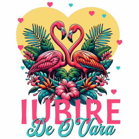 Cadouri Pentru Cupluri - Sticker Adeziv Autocolant Personalizat Tricou Personalizat Flamingo Dragoste – Iubire de O Vară | Cadou Romantic Valentine's Day