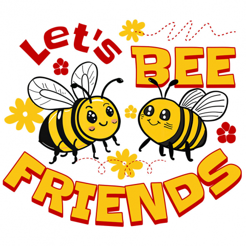 Cadouri Pentru Ea - Sticker Adeziv Autocolant Personalizat Cadouri personalizate prieteni și familie – Pereche albine vesele și flori colorate