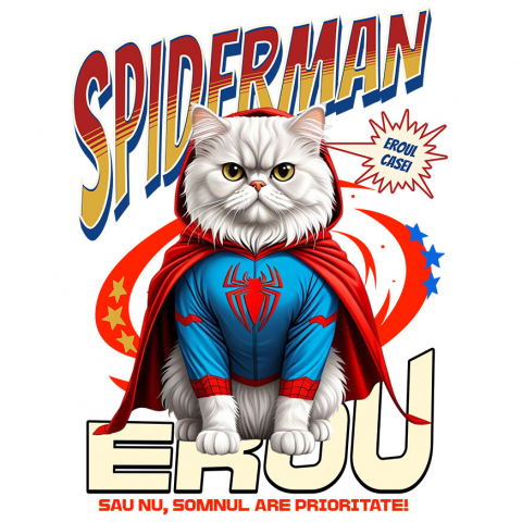 Sticker Adeziv Autocolant Personalizat Pisică Persan în Costum Spider-Man - Cadou Personalizat pentru Iubitorii de Pisici și Copii