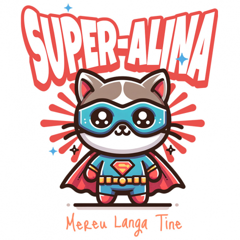 Supereroi - Sticker Adeziv Autocolant Personalizat Pisica Animată Cu Masca Si Costum De Super Erou – Cadou Personalizat Pentru Copii