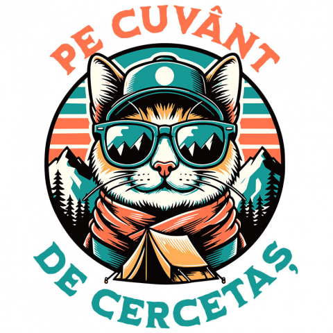 CALATORIE - Sticker Adeziv Autocolant Personalizat "Pisica Cercetaș cu Ochelari de Soare și Șapcă – Cadou Aventuros pentru Iubitorii de Natură și Camping"